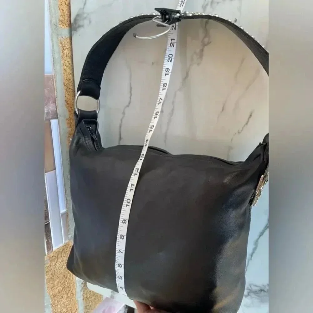 Leather rock usa black leather bag